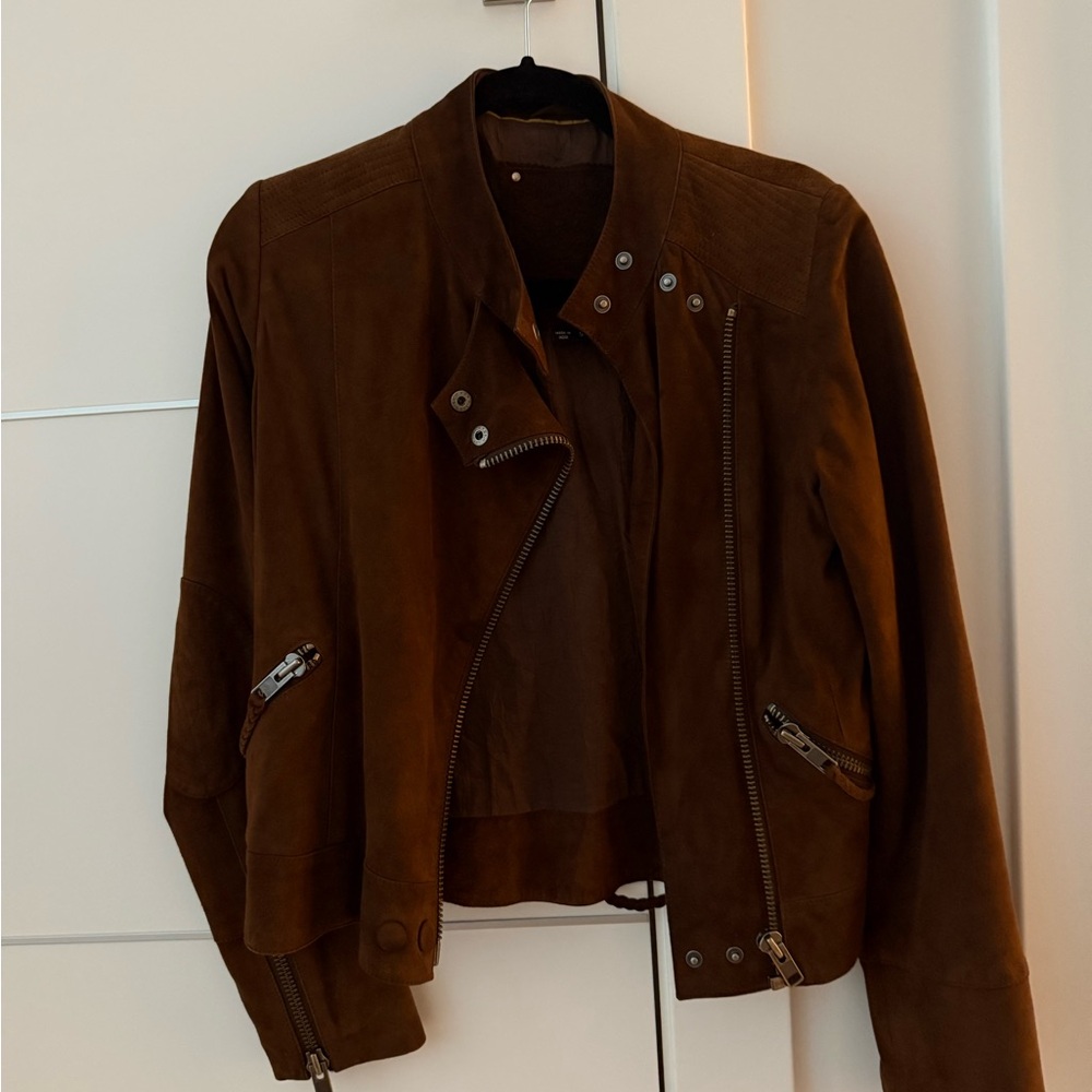 Brown Suede Women's Jacket (genuine leather)